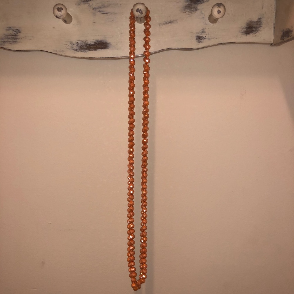 Orange Long Beaded Wrap Necklace
